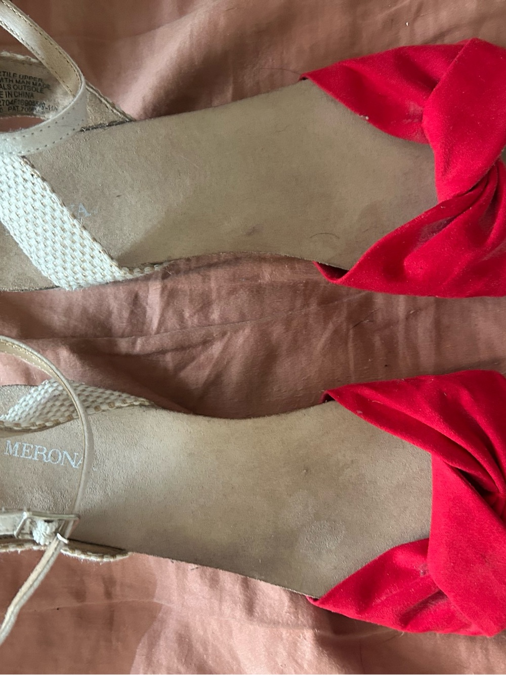 Merona Red Knot-Front Wedge Sandals with Ankle Strap